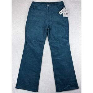 Nomadic Traders Corduroy Pants Aqua Blue Flare Leg Stretch Size 14